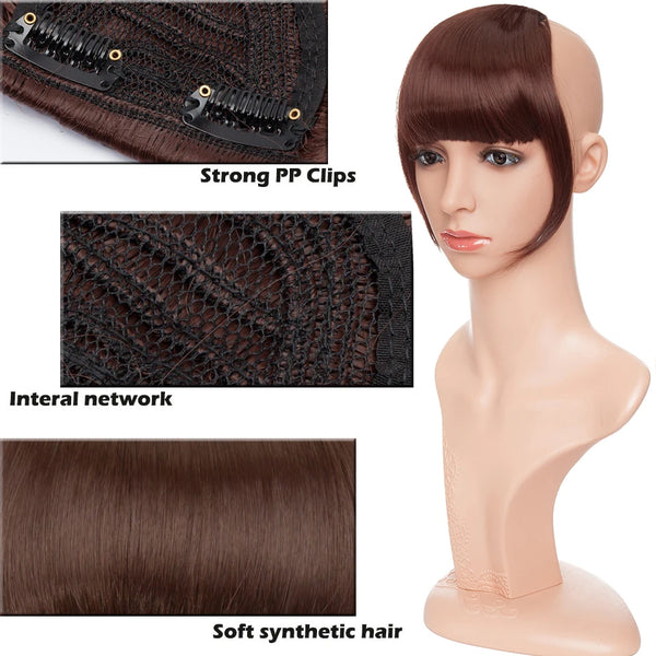 HAIRRO Short Synthetic Bangs Heat Resistant Hairpieces Hair Women Natural Short Fake Hair Bangs Hair Clips for Extensions Black