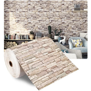 Buy light-yellow 70cmx1/5/10m 3D Wallpaper Decoration Self-Adhesive Antique Foam Brick Wallpaper Living Room Bedroom Waterproof 3d Wall Sticker