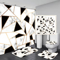 Geometric Golden Crackle Marble Shower Curtain Set Washable Bath Non-Slip Mat Rugs Carpet Toilet Seat Cover Modern Home Decor