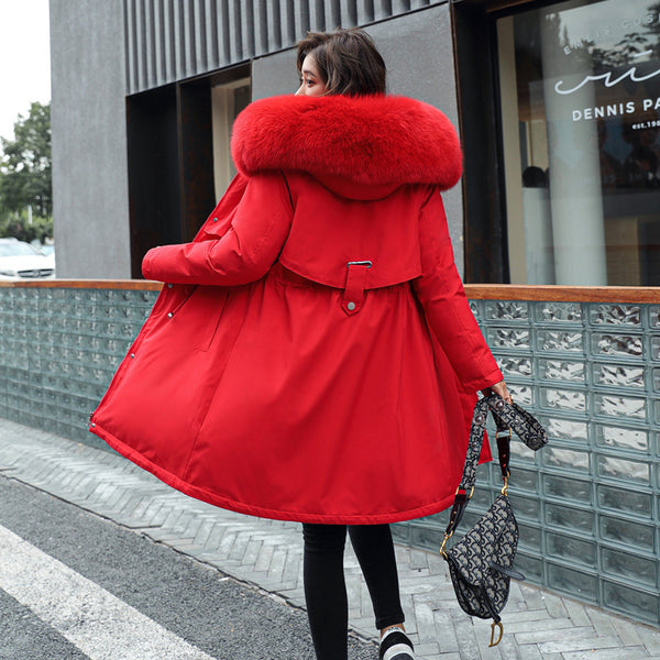 2021 Winter  Women's Parkas Coats Hooded Fur Collar Thick Section Warm Winter Jackets Snow Coat Jacket Winter Parkas