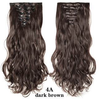 Buy dark-brown HAIRRO 24Inches 170g 36 Colors Long Straight Synthetic Hair Extensions Clips in High Temperature Fiber Black Brown Hairpiece