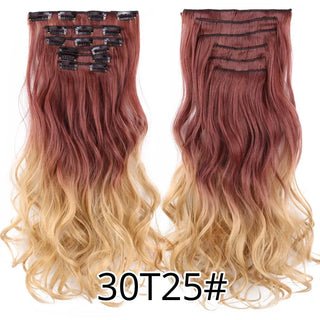 Buy 30t25 Alileader 22Inch Synthetic Long Curly 16Clips Clip in Hair Extensions Body Wave Hairpiece 6Pcs Resistant Fiber Ombre Blond Women