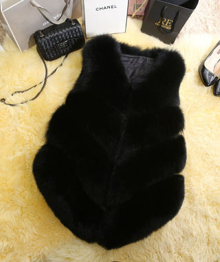 Buy black Faux Fur Sleeveless Vest Winter Thick Coats Women 2022 New Fashion Casual Jacket Warm Slim  Outerwear Women Winter Vest