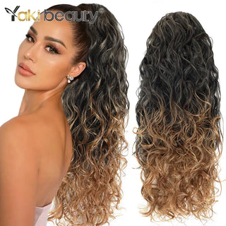 Buy hera-1b-27 Long Kinky Curly Ponytail Synthetic Drawstring Ponytail 24/30/32Inch Chip-In Hair Extension Organic Clip-In Overhead Ponytail