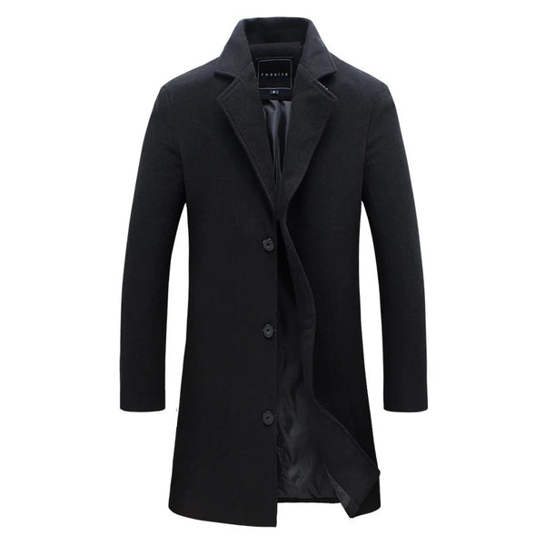 Single Breasted Lapel Wool Blend Coat