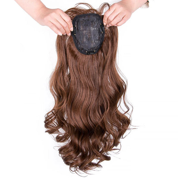 Natural Wave Women Synthetic Hair Light Brown One-Piece Hair Extension With Bangs High Temperature Fiber Clip-In Hairpieces