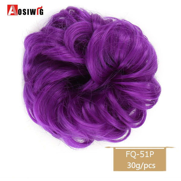 AOSIWIG Synthetic Long Curly Chignons Hair Tails Clip in Hair Extensions Fake Hair Pieces Heat Resistant Chignons for Women