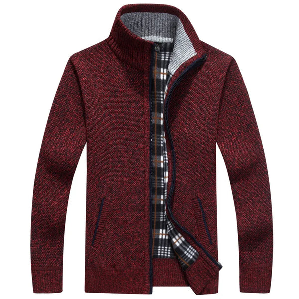 Winter Men's Fleece Sweater 4XL Cashmere Zipper Wool Cardigan Warm Sweater Coat Men Clothing Knitted Coats Homme AG1383