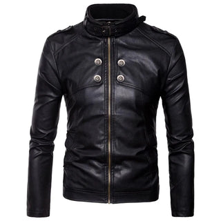 Buy black-3 Fashion Brand Motorcycle Men&#39;s Leather Jackets 2020 Winter Stand Collar Zipper Male Leather Jacket Comfortable Warm Coats