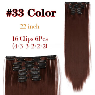 Buy 33 Leeons 16Clips Long Straight Synthetic Clip on Hair Extensions Cheveux Clip Naturel High Temperature Fiber Black Brown Hairpiece