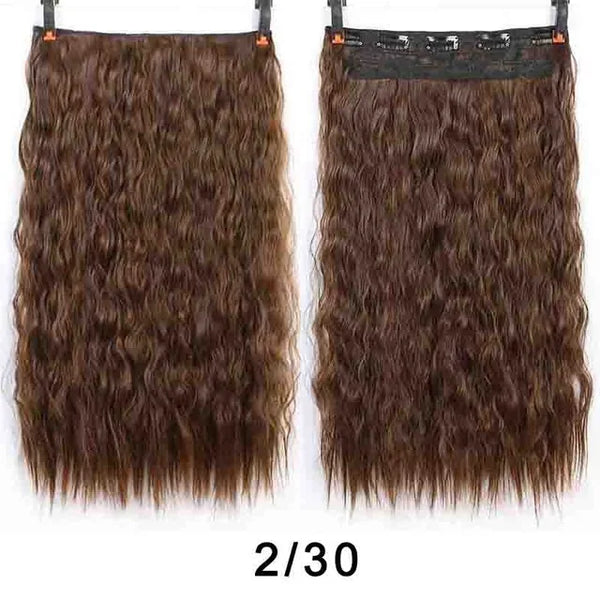 XUANGUANG Long Synthetic Hair 5 Clips in Hair Extension Heat Resistant Hairpiece Natural Wavy Hair Piece