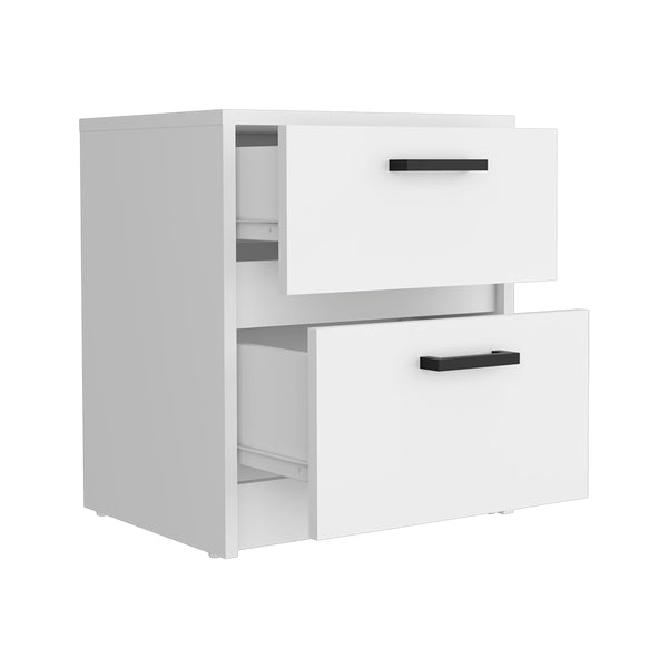 Nightstand Chequered, Two Drawes -White