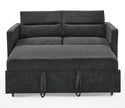 Loveseats Sofa Bed With Pull-Out Bed,Adjsutable Back and Two Arm Pocket,Black (54.5"x33"x31.5")