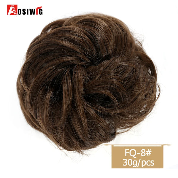 AOSIWIG Synthetic Long Curly Chignons Hair Tails Clip in Hair Extensions Fake Hair Pieces Heat Resistant Chignons for Women