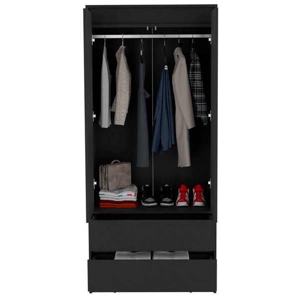 Armoire Closher, Two Drawers -Black