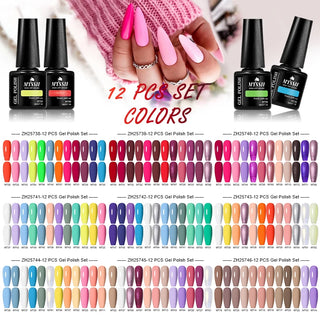 10/12pcs Spring Macaron Nail Gel Polish Set