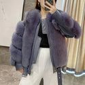 BFFUR Winter Fashion Real Fox Fur Coats for Women Locomotive Style Genuine Sheep Leather Jacket Natural Fox Fur Coat Female 2022