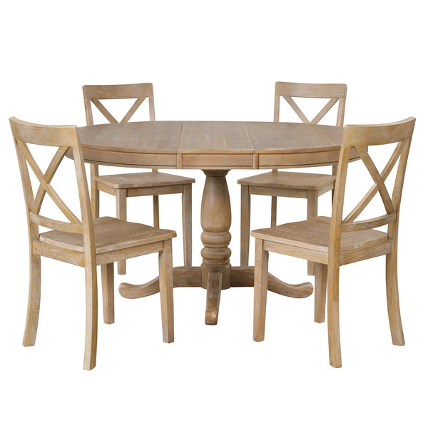 Modern Dining Table Set for 4,Round Table and 4 Kitchen Room Chairs,5 Piece Kitchen Table Set for Dining Room,Dinette,Br