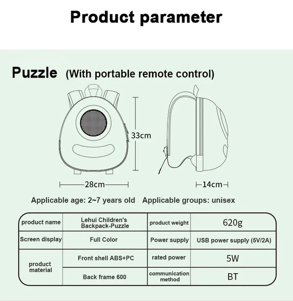 Crelander Waterproof Kindergarten Cartoon Backpack With Led Display for Boys and Girls School Bag LED Backpack