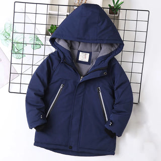 Buy navy-blue-01 IYEAL Kids Boys Winter Coat Children Zipper Clothing Long Sleeve Hooded Windproof  Jackets Warm Coats Clothes for 4-12 Years