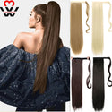 MANWEI Synthetic Long Straight Ponytail Hair Extensions Heat Resistant Hair 24“120g Wrap Around Pony Hairpiece for Women