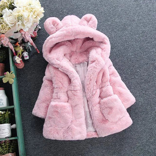 Buy az1773-pink Bear Leader Girls Warm Coats 2023 New Winter Thick Faux Fur Jackets Cartoon Ear Fluffy Outerwear Long Sleeve Cute Coats 2 7Y