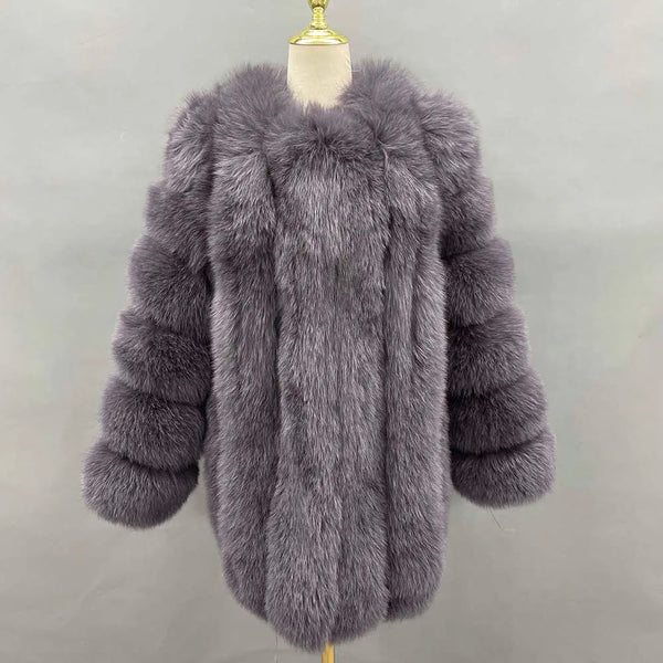 MISSJANEFUR Women Fox Fur Coat Natural Fur 2022 Fashion Luxury Medium Long Winter Plush Coats Custom XXXXXL