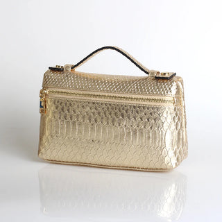 Buy snake-gold-l Snake Pattern Clutch Make Up Bags