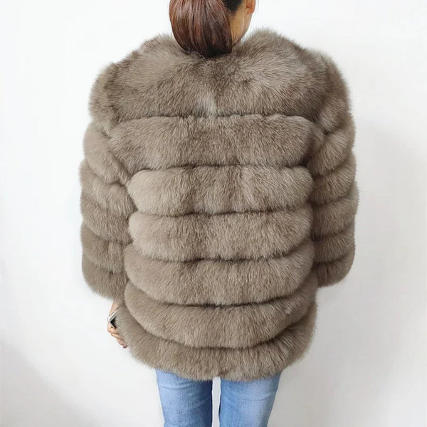 100% True Fur Coat Women's Warm and Stylish Natural Fox Fur Jacket Vest Leather Coat Natural Fur Coats  Free Shipping