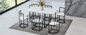 Modern 7-Piece Dining Table Set With Faux Marble Compact 55Inch Kitchen Table Set for 6, Black+White