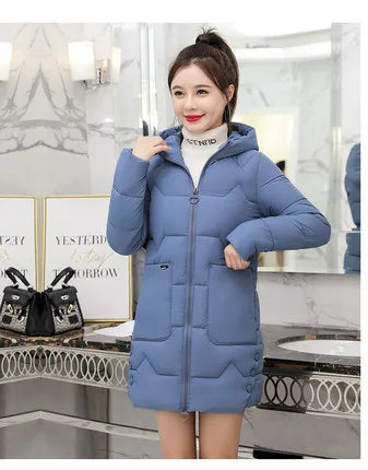 2022 Winter New Women Jacket Coats Slim Parkas Female Down Cotton Hooded Overcoat Thicken Warm Jackets Loose Casual Student Coat