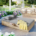 Outdoor Double Sunbed, Wicker Rattan Patio Reclining Chairs With Adjustable Backrest and Seat, Conversational Set for 2