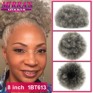 Buy fbbzt01-1bt613 Afro Puff Drawstring Ponytail Extension Synthetic Kinky Curly Ponytail Hair Chignon Dreadlock Buns Afro Puff for Black Women