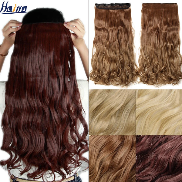 HAIRRO 17/24/27/29" 5 Clips Synthetic Hair Long Straight Clip in Hair Extensions False Hair Black Hair Pieces for Women