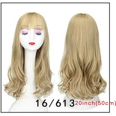 Natural Wave Women Synthetic Hair Light Brown One-Piece Hair Extension With Bangs High Temperature Fiber Clip-In Hairpieces