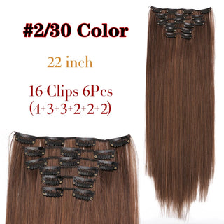 Buy 2-30 Leeons 16Clips Long Straight Synthetic Clip on Hair Extensions Cheveux Clip Naturel High Temperature Fiber Black Brown Hairpiece