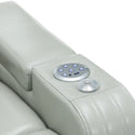 PU Leather Power Recliner Individual Seat Home Theater Recliner With Cooling Cup Holder, Bluetooth Speaker, LED Lights,