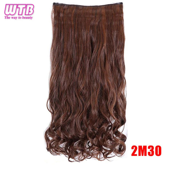 WTB Synthetic Long Straight 5 Clip in Hair Extensions 3/4 Full Head Hairpieces Natural Black to Grey Ombre Two Tones Fake Hair