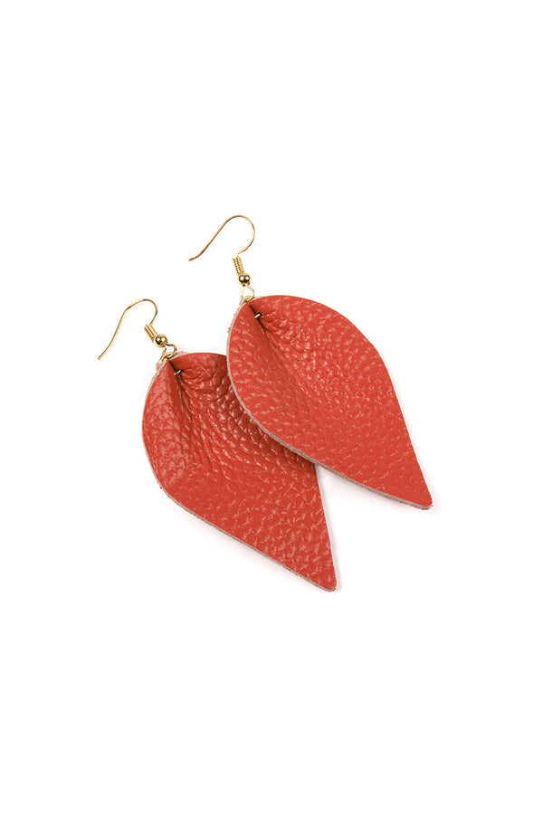 Teardrop Shape Genuine Leather Earrings