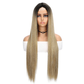 Buy 1b27 Long Black Wig Lace Front High Quality Synthetic Wig Blonde Black Synthetic Wigs Glueless Cosplay Hair Lace Wigs for Women