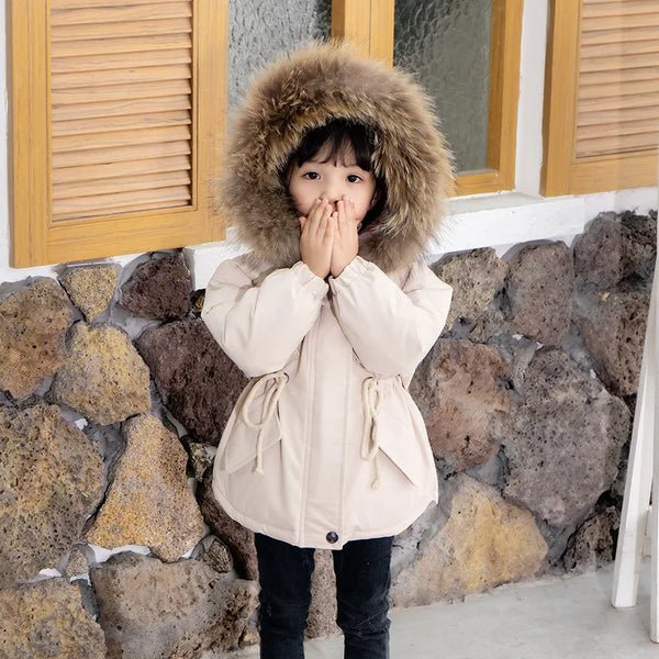 Autumn Winter Fur Collar Children Thick Warm Jackets for Girls Warm Kids Down Coats for Girl 2-8 Years Outerwear Kids Clothing