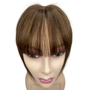 Buy b31-light-brown Clip in Natural Human Hair Topper Bangs Fringe Hair Pieces Middle Part Brazilian Extension for Women Hair Volume 10inch Non-Remy