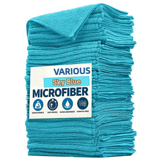 Buy sky-blue 2-20pcs Microfiber Cleaning Cloths Soft Absorbent Towel for Cleaning Kitchen Window Reusable Wash Dishcloth Household Clean Rags