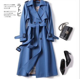 Buy blue ANSZKTN Fall Winter Wholesale Long Trench Coats Women Military Style Plus Size Overcoats Coat