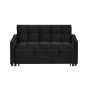 Loveseats Sofa Bed With Pull-Out Bed,Adjsutable Back and Two Arm Pocket,TypeC and USB Charging With Copper Nail,Black (4