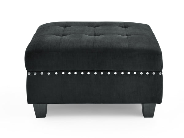 Ottoman  for Modular Sectional,Black Velvet (25.5"x31.5"x19")