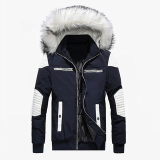 Buy blue 2024 Winter Warm Gradient Parkas Men Women Streetwear Thick Jackets Coat Fashion Harajuku Hoody Fur Collar Coats