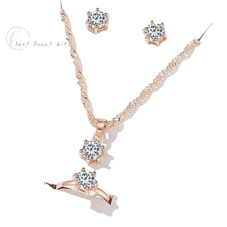 5Pcs Elegant Crystal Jewelry Sets for Women