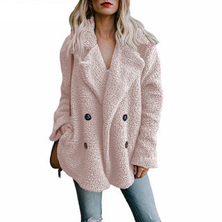 Buy pink Plush Coat Women Winter Jackets Fluffy Teddy Coat Female Warm Artificial Fleece Winter Clothes Manteau Femme