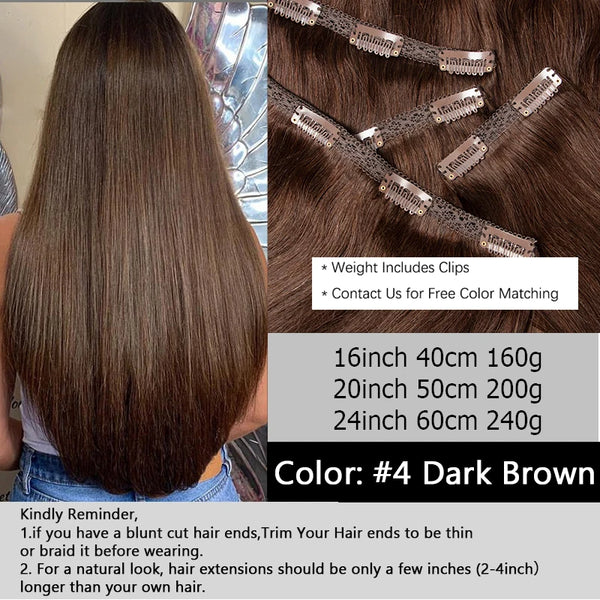 MRSHAIR Big Volume 24inch 240G Clip in Human Hair Extensions Seamless Clip in Hair Pieces 6PCS FULL Head for Thick Raw Hair